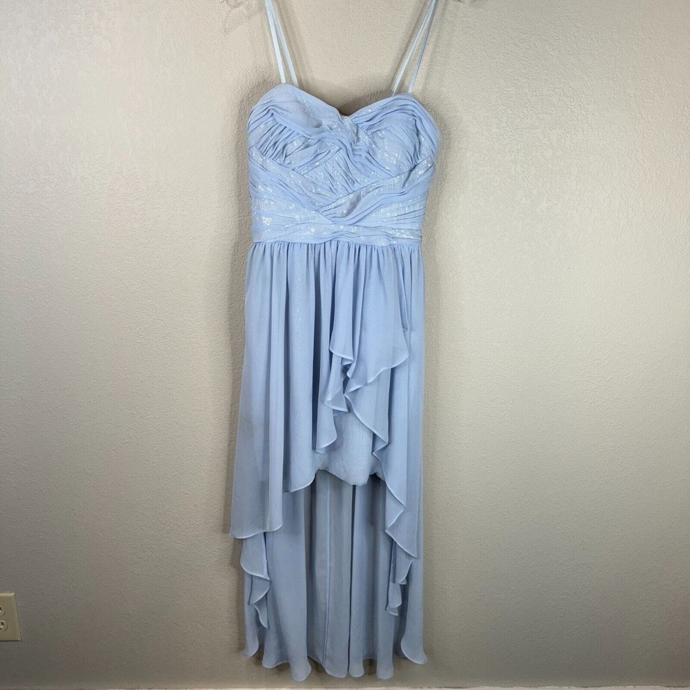 Aidan Women's Chiffon Sequins Strapless Hi-Low Formal Dress Gown Blue Size 4
